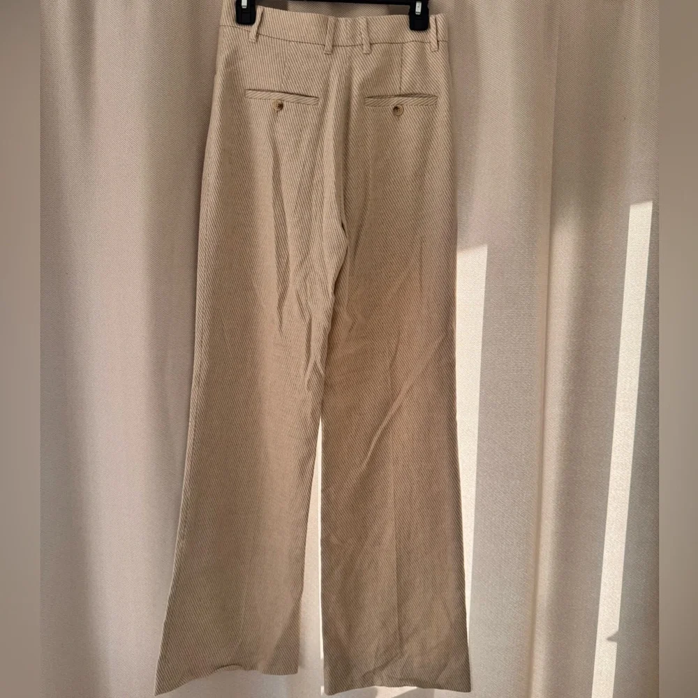 ZARA Beige Textured Wide Leg Pants Size Small NWT - Picture 4 of 5